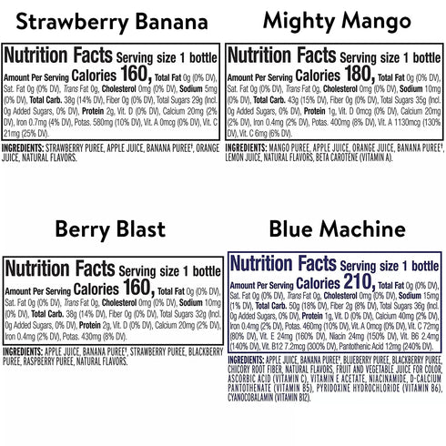 Gourmet Kitchn Pack 2 (10 oz., 12 24 Juice,2 Pack Naked Juice Variety | Strawberry Banana, Mighty Mango, Berry Blast