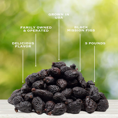 (5 lbs) Traina Home Grown California Dried Whole Black Mission Figs - Healthy, No Added Sugar, Non GMO, Gluten Free