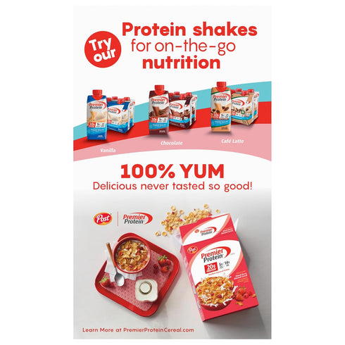 20g 9 OZ (Pack 2) Premier Protein Chocolate Almond Cereal, Chocolatey Protein Cereal Flakes with Sliced Almonds