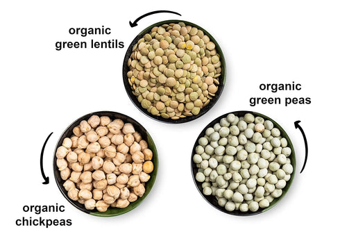 3 Pack (5 LB), (5 LB), (5 LB), Food to Live Organic Pulses Bundle, Whole Green Peas Green Lentils Chickpeas Non-GMO
