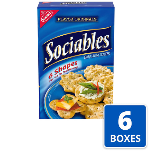 NABISCO 6 7.5 oz Flavor Originals Sociables Baked Savory Crackers, Party Snacks, - Boxes