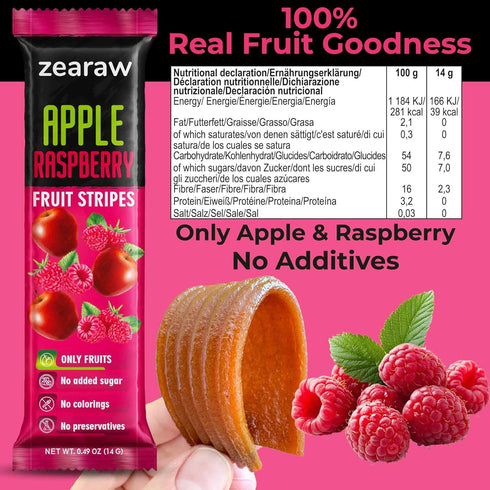 30 Pack ZEARAW Healthy Fruit Snacks for Adults and Kids Fruit Leather with Dried Apple-Black Currant, Pear-Mango