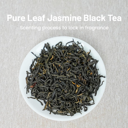 1 3.52oz iTeaworld Jasmine Black Tea Loose Leaf, Yunnan High Mountain Black Tea, Scented with Fresh Jasmine Flowers