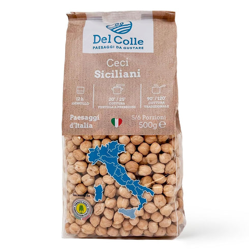 Del Colle Sicilian Chickpeas, 1.1 LB (500 g) Italian Ceci Garbanzo Beans. Perfect for