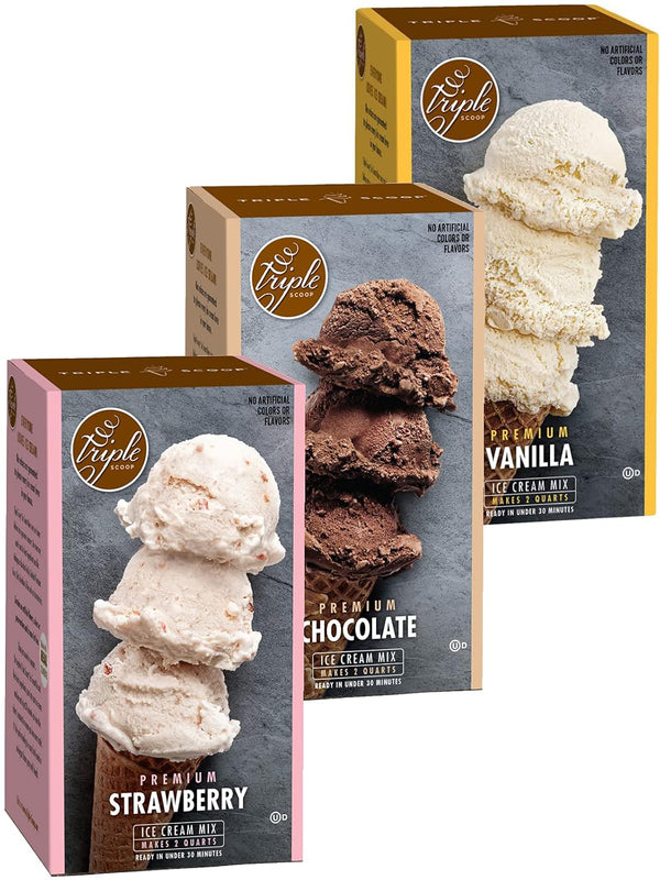 Triple Scoop Premium Ice Cream Mix, Neapolitan Combo, ice cream starter for