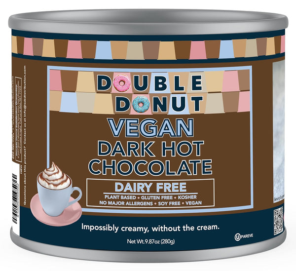 Double Donut Coffee Dark Vegan Hot Cocoa, Rich Chocolate Cocoa Mix, Gluten