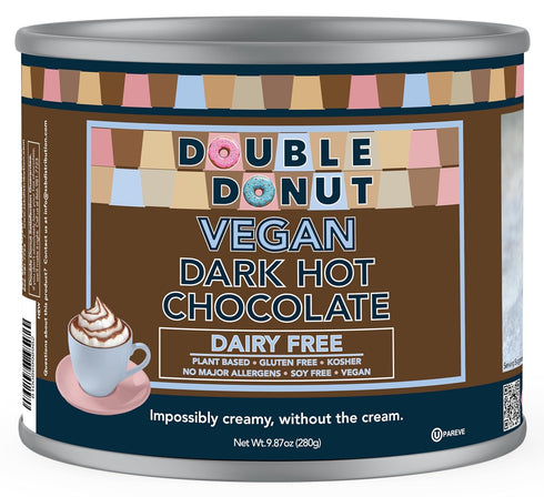 Double Donut Coffee Dark Vegan Hot Chocolate, Rich Dark Chocolate Hot Cocoa,