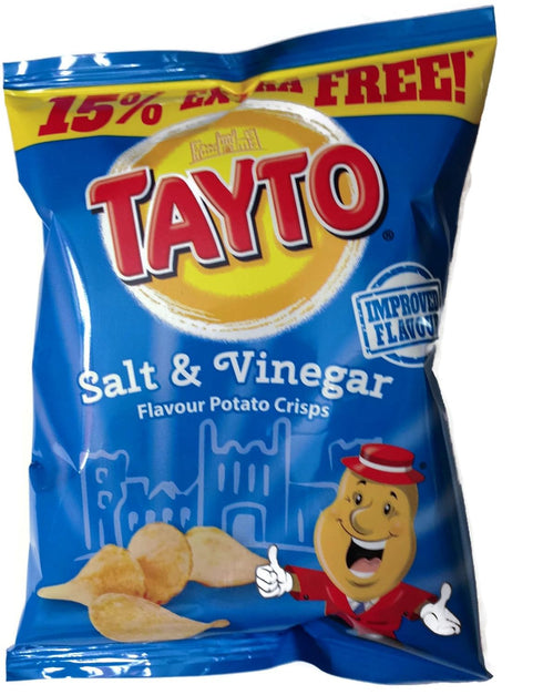 Tayto Irish Salt & Vinegar Crisps - 12 Pack (12 X 37.5g Bags)