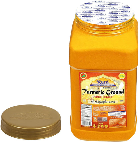 80oz (5lbs) 2.27kg 100% Rani Turmeric (Haldi) Root Powder Spice, (High Curcumin Content) Bulk PET Jar ~ All Natural |