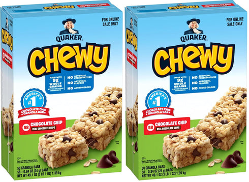 Quaker Chewy Granola Bars,Chocolate Chip,- Packaging May Vary,58 Count (Pack of 2)