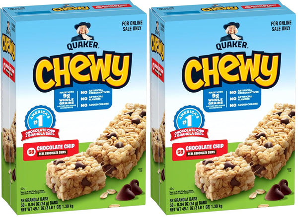 Quaker Chewy Granola Bars,Chocolate Chip,- Packaging May Vary,58 Count (Pack of 2)