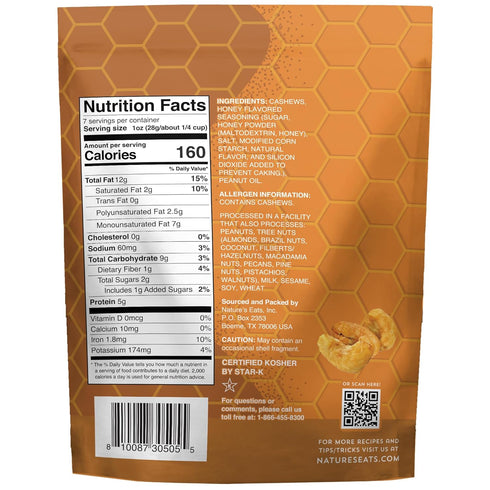7oz (Pack 3) Nature's Eats Honey Roasted Cashews