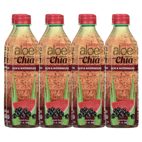 Iberia Aloe Vera Drink With Aloe Pulp and Chia Seeds, Acai and