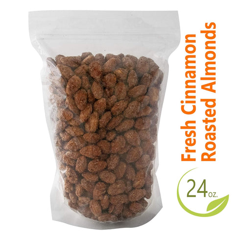 Pop'N Popcorn 24 oz (1.50 lb) Cinnamon Roasted Almonds - Candied Almonds Glazed with Cinnamon to Satisfy Any Sweet