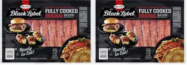 HORMEL BLACK LABEL Fully Cooked Bacon - Thick Bacon Snacks for Breakfast,