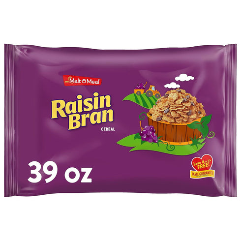 Malt-O-Meal Raisin Bran Cereal, Wheat Flakes and Raisins Breakfast Cereal, Large Size