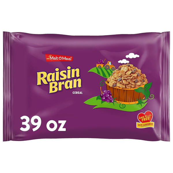 Malt-O-Meal Raisin Bran Cereal, Wheat Flakes and Raisins Breakfast Cereal, Large Size
