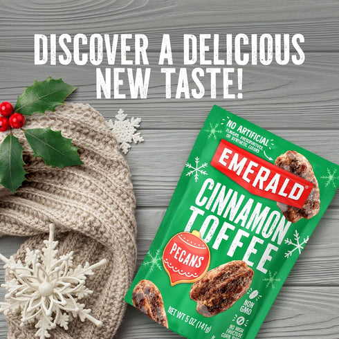 (1-Pack) 5oz Emerald Nuts Cinnamon Toffee Pecans | Resealable Bag | Kosher Dairy Certified, Non-GMO, Contains No