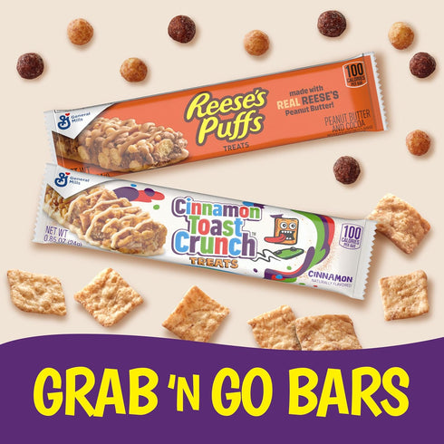 Pack, 28 23.8 oz Cinnamon Toast Crunch and REESE'S PUFFS Cereal Treat Bars, Snack Bars, Value Ct