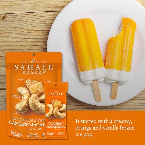 Mix,1.5 oz Bags(18 Packs)Dry-Roasted Sahale Snacks Tangerine Vanilla Cashew-Macadamia Glazed Grab & Go Deluxe Mixed