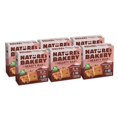 Natures Bakery Hearty Bars Chocolate Chip, Plant Based Protein Snack Bar, 30
