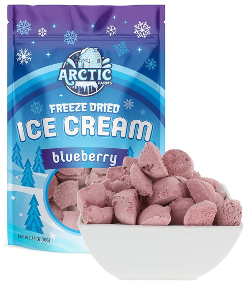 2.5oz) Arctic Farms Freeze Dried Ice Cream Bits Bagged and Boxed - Does Not Melt (Blueberry