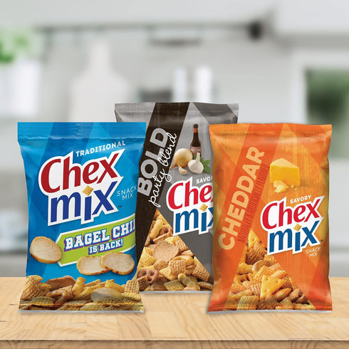 15 oz (Pack 8) Chex Mix Snack Mix, Traditional, Savory Snack Bag, Family Size