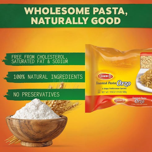 4-Pack: 10 Pack 4.4lbs Osem Gourmet Orzo Pasta Premium Kosher Certified Pasta - Great Taste, Wholesome & Ready