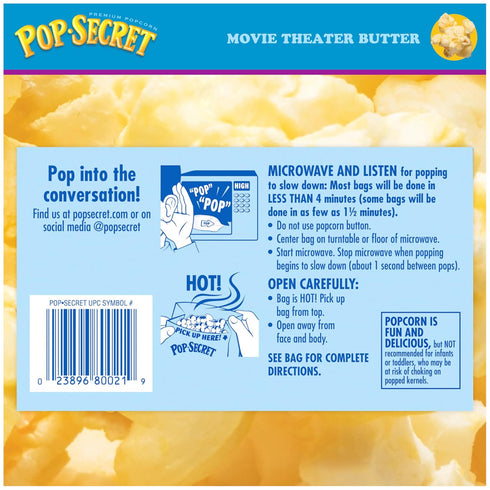 by Pop Secret 1.75 Oz (Pack 12) Pop Secret Microwave Popcorn, Movie Theater Butter Flavor, Snack Bags