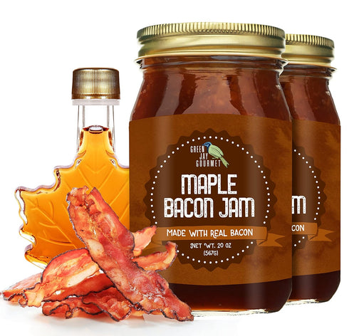 Green Jay Gourmet Maple Bacon Jam - Classic Spread for Burgers, Sandwiches,
