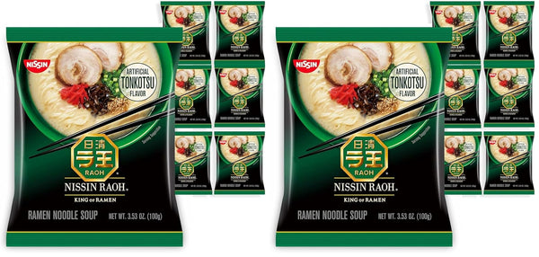 Nissin RAOH Ramen Noodle Soup,Tonkotsu,3.53 Ounce,(Pack of 12)