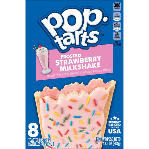 (8 Pop-Tarts Toaster Pastries, Breakfast Foods, Kids Snacks, Frosted Strawberry Milkshake Pop-Tarts)
