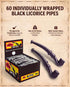 60, La Pipette Gourmet Black Licorice Pipes - Old Fashioned Individually Black Wrapped Candy Liquorice - Sweet