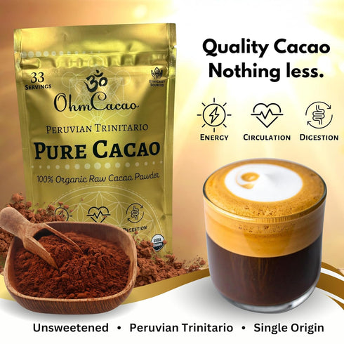 (33 Pure Raw Organic Cacao Powder | Premium Ceremonial Grade Cacao | Natural Source of Flavanols, Magnesium, Iron