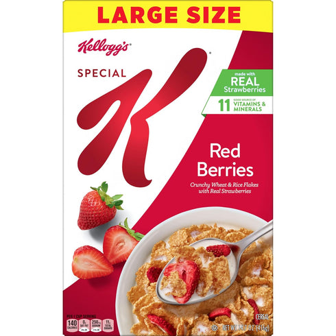 14.7 oz Kellogg's Special K Red Berries Breakfast Cereal, Good Source of Fiber, Large Size