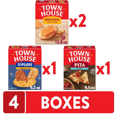 3-Flavor Pack, 4 Town House Crackers, Variety Boxes