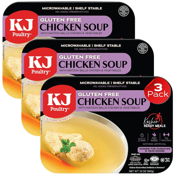 KJ Poultry Kosher for Passover Gluten Free Meals, Chicken Soup with Non