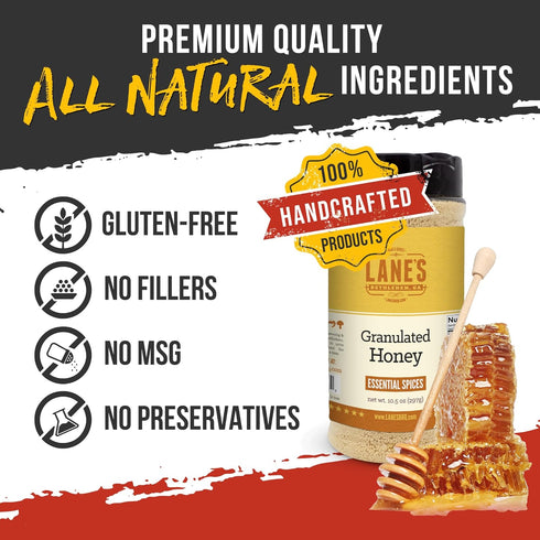 10.5oz Lane's All Natural Granulated Honey - Premium Real Honey Granules for Cooking and Grilling | Natural