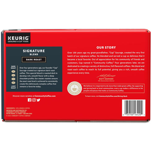 Community 72 Count 2.0 72 (Pack 1) Coffee Signature Blend Coffee Pods, Dark Roast, Compatible with Keurig K-Cup