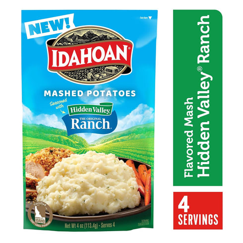 100% 4 4 (Pack 12) Idahoan Mashed Potatoes Seasoned with Hidden Valley Original Ranch, Naturally Gluten-Free, Real