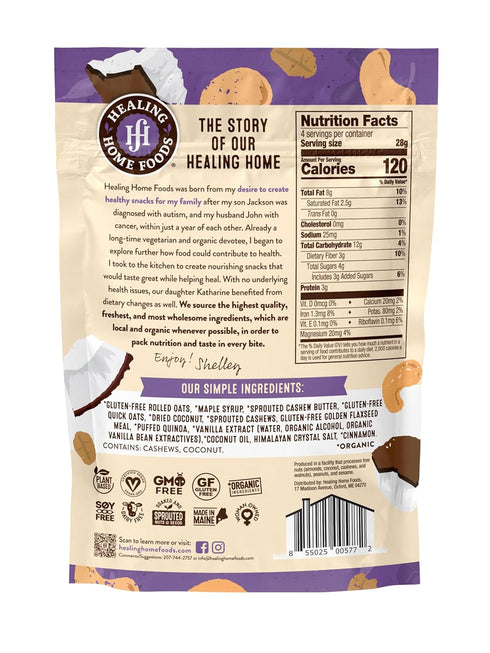 Healing Home Foods 4oz (9Pack) Cashew Coconut Crunch, Gluten Free Granola Mix Made with Coconut, Cashews & Almonds, Nut