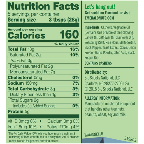 (4 PACK),5 Emerald Salt & Pepper Cashews, Ounces