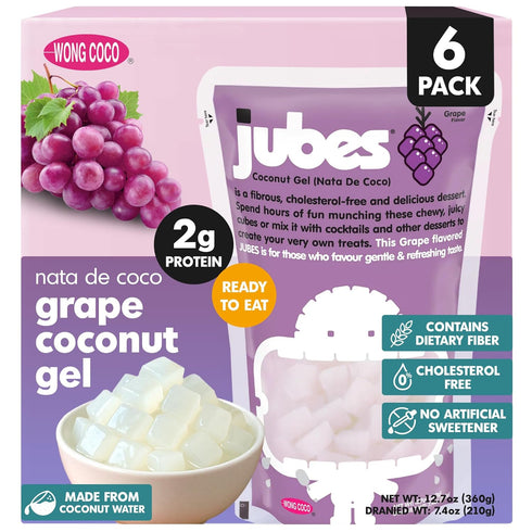 Jubes Grape Nata De Coco Jelly Cubes (12.7 oz, Pack of 6)