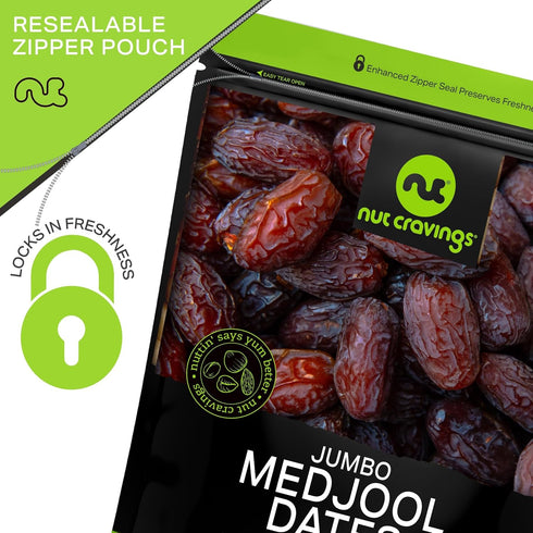 (80oz, 5 LB) NUT CRAVINGS - Dried Jumbo Medjool Dates, No Sugar Added, Unsulphured Sweet Healthy Snack, Vegan, Kosher