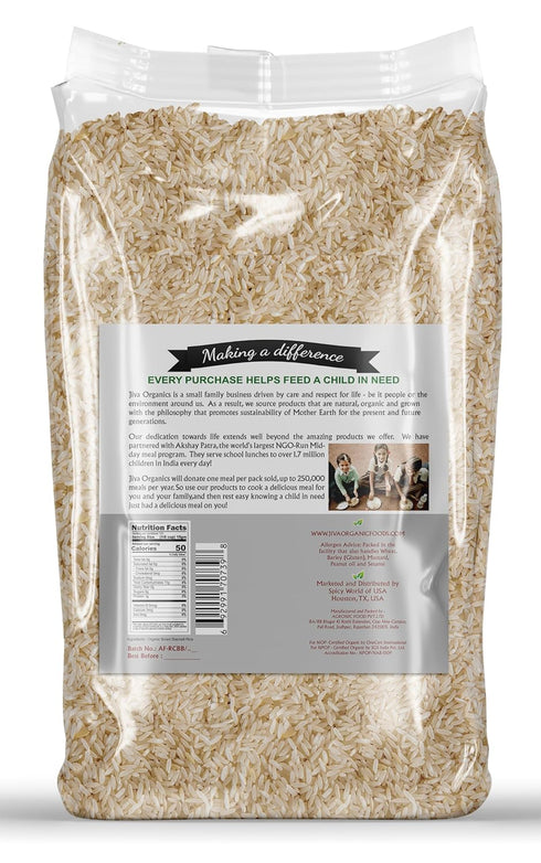 4 Jiva Organic Brown Basmati Rice Pound Bag - Premium Quality from India