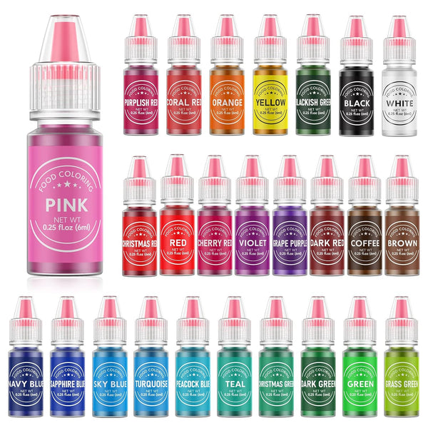 Food Coloring for Baking - 26 Vibrant Liquid Cake Coloring Set for Dessert Decorating, 0.25 Fl. oz Bottles