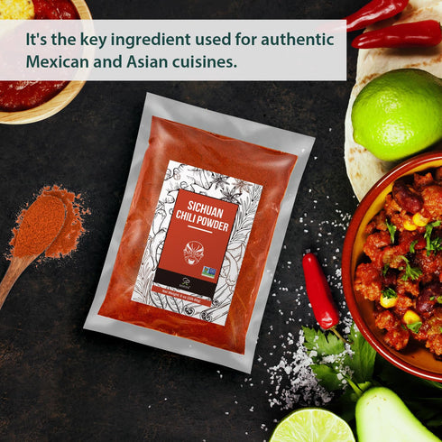 Soeos Premium Sichuan Chili Powder 8oz (226g) - All Natural, Savory Spicy Red Chili Powder from Dried Chillies