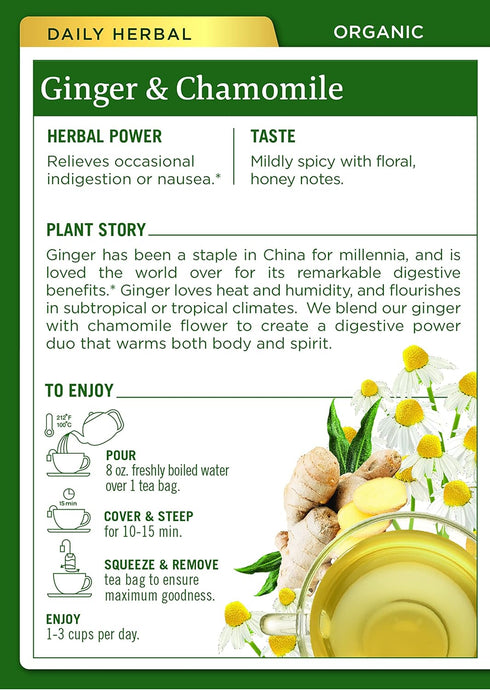 (Pack 3) 48 Traditional Medicinals Organic Ginger & Chamomile Herbal Tea, Relieves Occasional Indigestion or Nausea