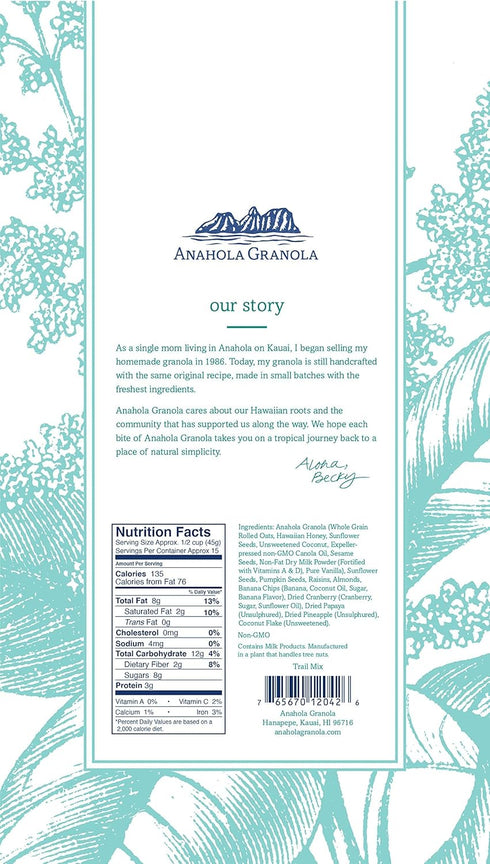24 oz Pack Anahola Granola Trail Mix | Snacks Variety For Adults | Healthy Snacks For Kids | Healthy Snack Box | Low