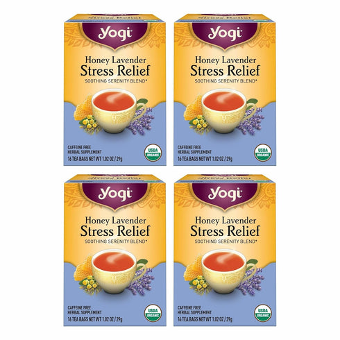Yogi Tea Honey Lavender Stress Relief - 16 Bags per Pack (4